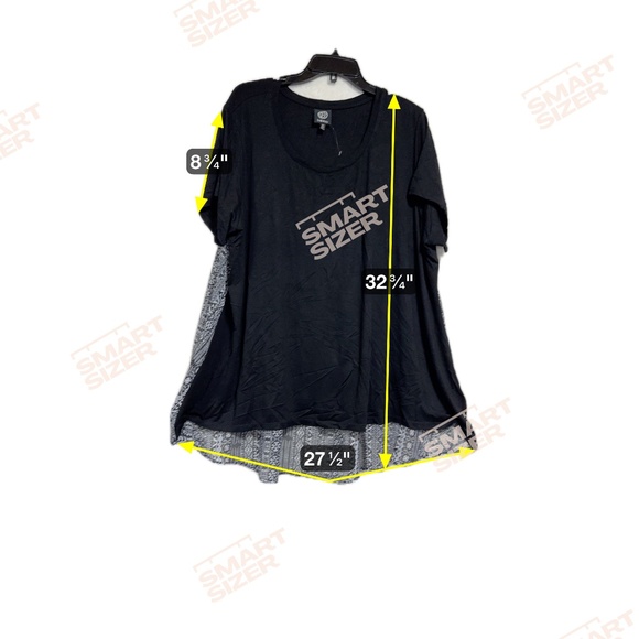 Bobeau Top 3X Black Matte Jersey Stretch Chiffon Printed Short Sleeve Blouse NEW - Picture 10 of 10